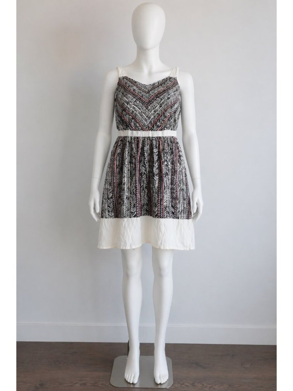 Ann Taylor Loft Womens Sleeveless Chevron Print Dress Size 10 Boho Summer